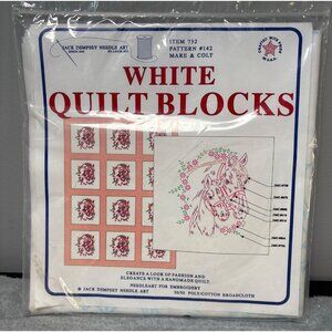 Vintage Jack Dempsey Mare & Colt White Quilt Blocks Pattern #142 Embroidery Kit